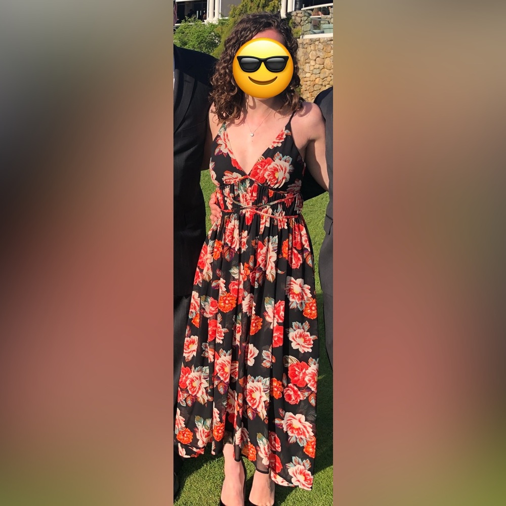 Astr Black and Red Floral High-Low Dress